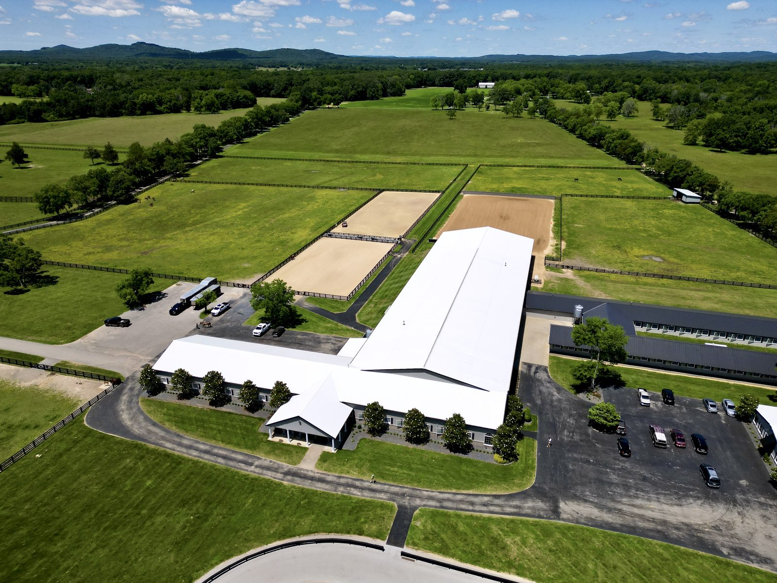 Aerial view of Middle Tennessee land market showing farmland and development areas