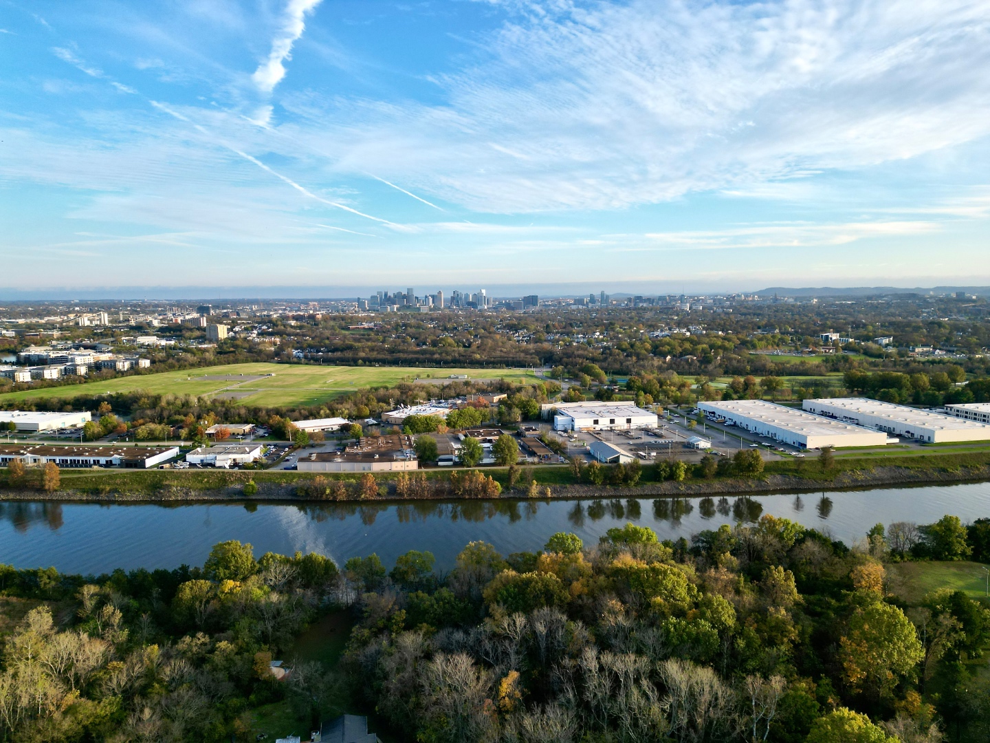 Development land corridor aerial view in Middle Tennessee